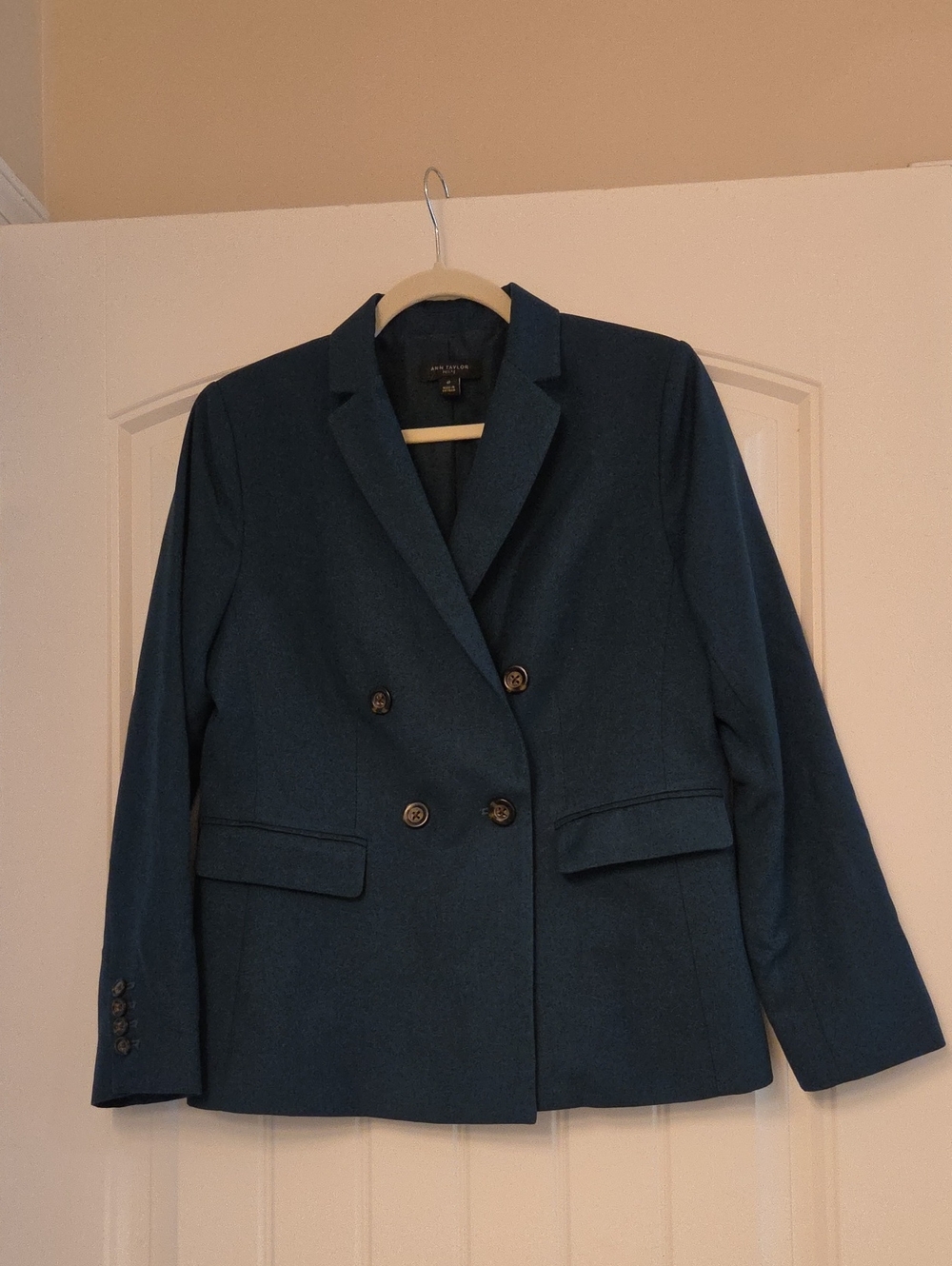 Ann Taylor Teal Double-Breasted Blazer